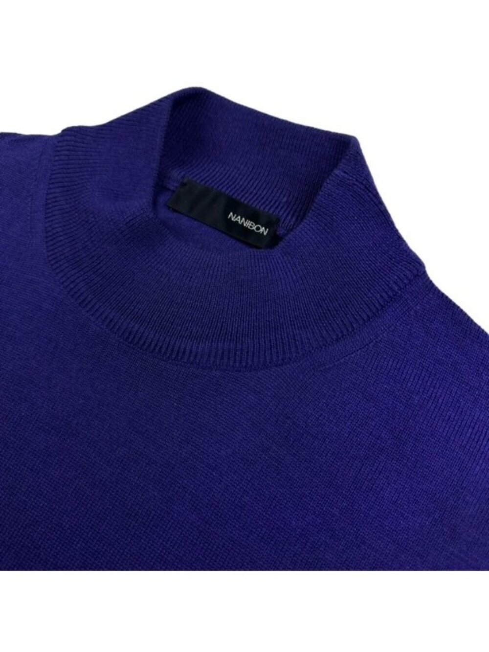 Nanibon Men's 100% Virgin Wool L/S Mock Neck Sweater Purple • M